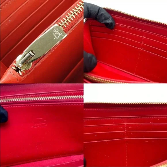 SOLD❤️ LOUBOUTIN RARE Leopard Print Red Accent Zippy Long Wallet - Picture 7 of 8
